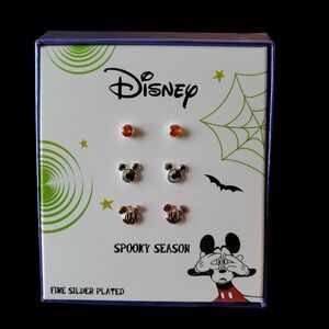 Disney Spooky Season Halloween Fine Silver Plated Earrings 3 Pairs
